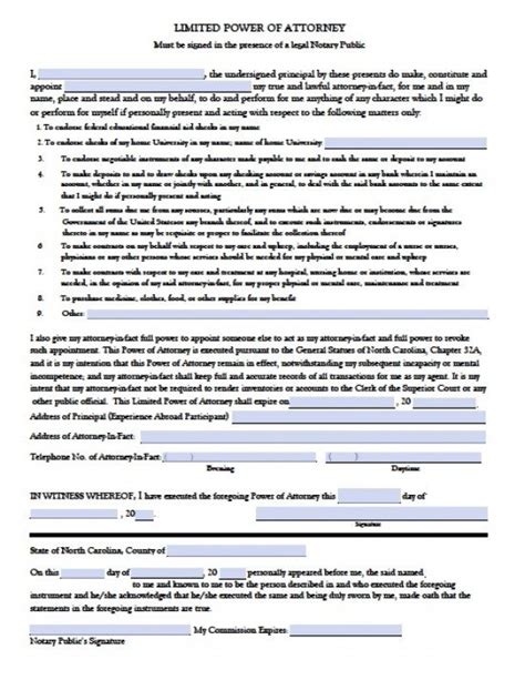 Free North Carolina Power Of Attorney Forms In Fillable Pdf Types