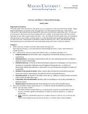 Module Overview And History Of Abnormal Pyschology Study Guide Docx