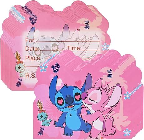 Biglietti Invito Compleanno 20pcs Lilo Stitch Biglietto D Invito Di