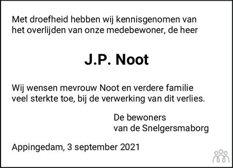 Jacob Pieter Job Noot 03 09 2021 Overlijdensbericht En Condoleances