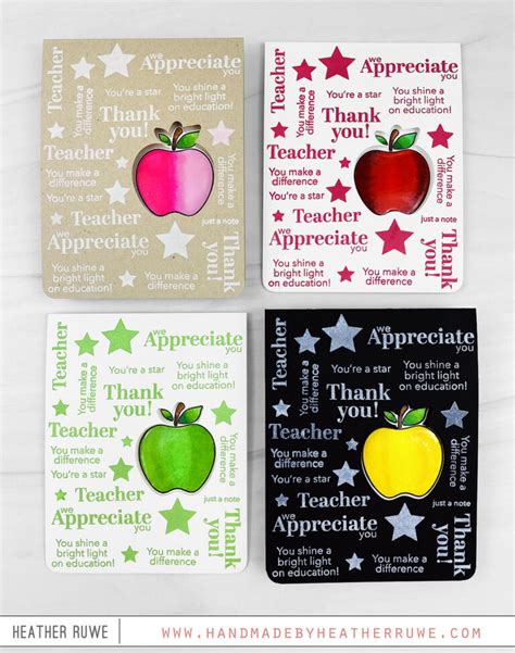 Teacher Appreciation Cards - Handmade by Heather Ruwe