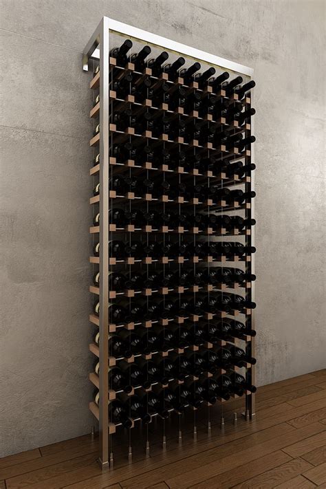 108 Bottle Buoyant® Wall To Floor Cable Wine Rack With Chrome Frame And