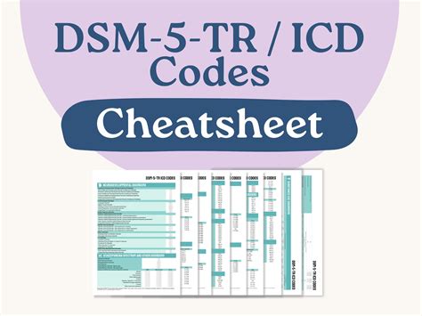 DSM 5 TR ICD Codes Cheatsheet Etsy