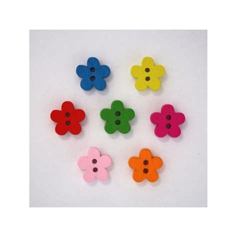 Boutons Mercerie Bouton Fleur En Bois Multicolore Mm