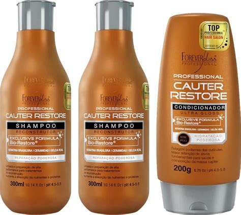 Forever Liss Kit Cauterização 2x Shampoo Cauter Restore 300ml