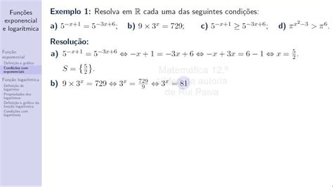 Matemática 12 Funções Exponencial E Logarítmica Aula 2 Condições