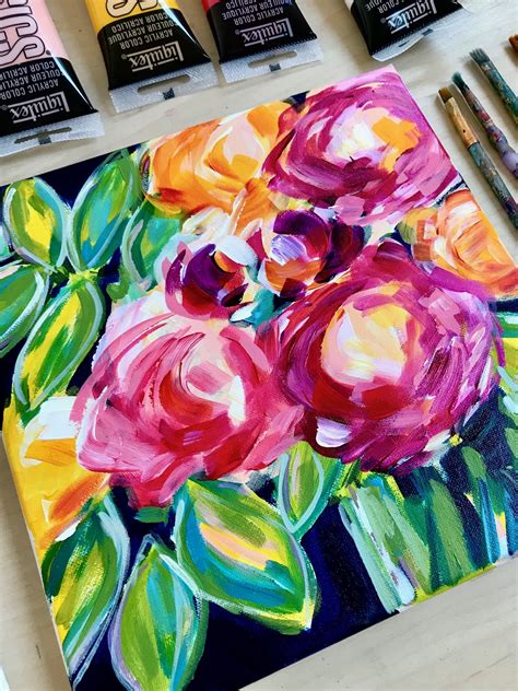 Learn How To Paint Abstract Flowers With Acrylic Paint Abstract Flower