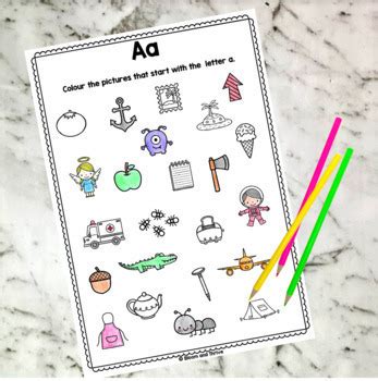 Satpin Beginning Sounds No Prep Colour The Picture Worksheets Tpt