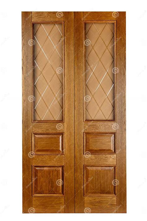 Puertas Dobles De Madera Aisladas En Blanco Imagen Frontal De Una