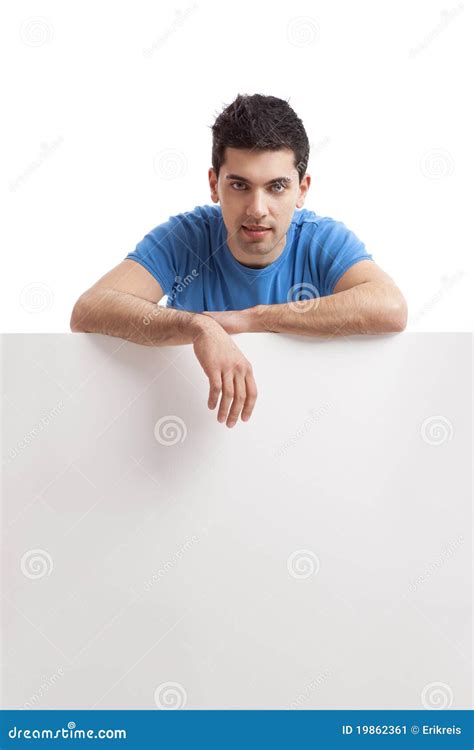 Man Holding A Blank Billboard Stock Image Image