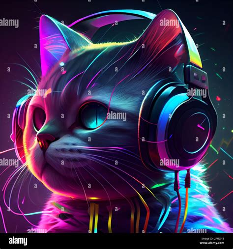 Cartoon Cat Wearing Headphones Hi Res Stock Photography And Images Alamy