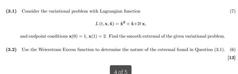 Solved Consider The Variational Problem With Chegg