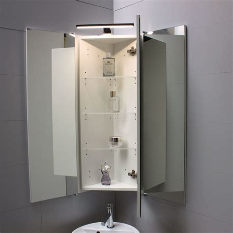 Armoire De Toilette D Angle Pour Salle De Bain Avec Panneaux Miroirs