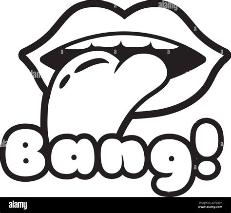 Mouth With Tongue Out And Bang Word Pop Art Line Style Icon Vector