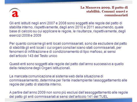 La Manovra Il Nuovo Patto Di Stabilit Testo Aggiornato Con Il