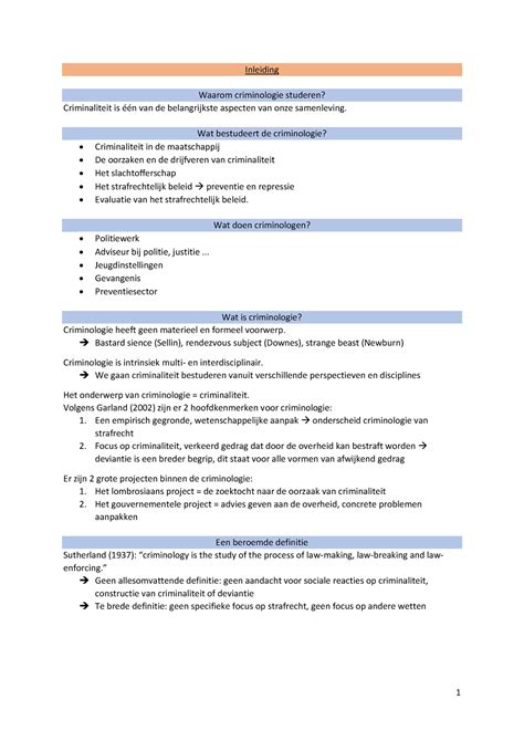 Inleiding In De Criminologie Samenvatting Inleiding Waarom