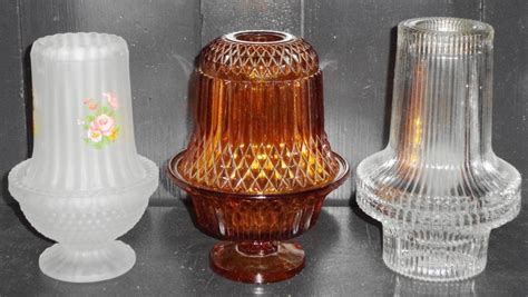 4 Vintage Glass Fairy Lamps Indiana Diamond Point Frosted