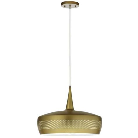 Dainolite Pixie Light Aged Brass Shaded Pendant Light With Aged Brass