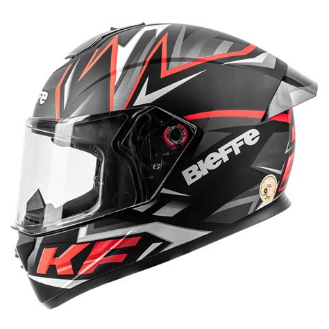 Capacete Bieffe B Kf Preto Fosco Vermelho