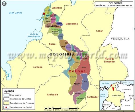 Mapa Del Departamento De Bolivar Colombia