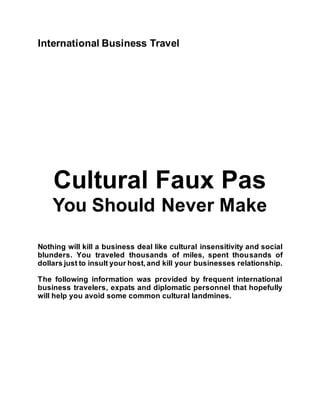 Common cultural faux pas | PDF | Free Download