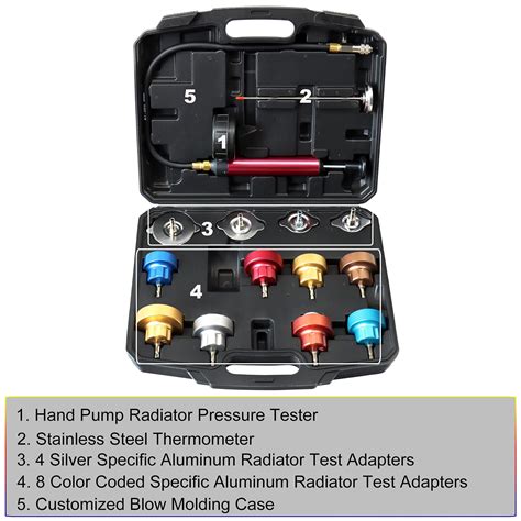 Jifetor Radiator Pressure Leakage Tester Tool Kit Pcs Automotive