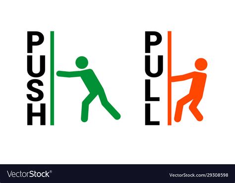 Push pull door sign and pull icon Royalty Free Vector Image