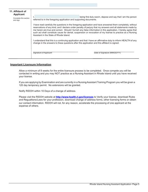 Rhode Island Application For License As A Nursing Assistant By