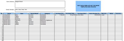 Household Inventory List » The Spreadsheet Page