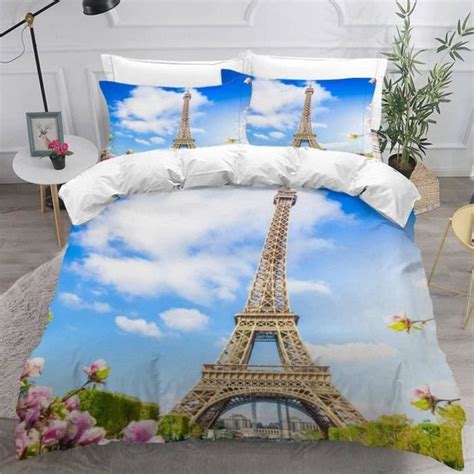 Housse De Couette 140X200 Tour Eiffel Paris Parure De Lit 1 Personne