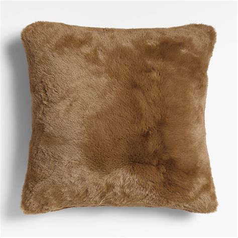 Caramel Brown Faux Fur Holiday Decorative Throw Pillow Cover X