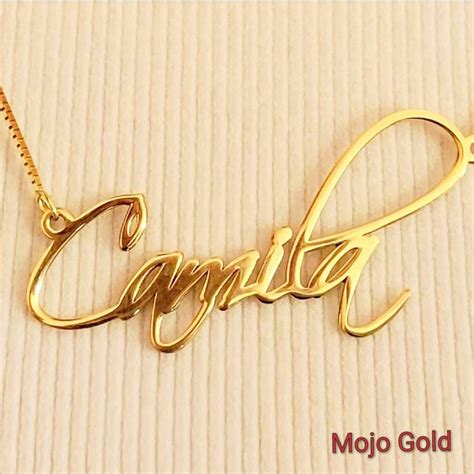 14k Gold Script Name Necklace Etsy