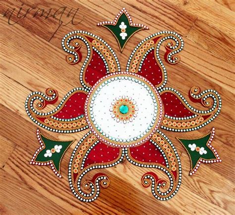 Rangoli Kundan Bollywood Inspired Acrylic Floor Art Indian Etsy