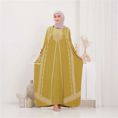 Jual Kaftan Hajar Premium Rayon Super Jumbo Busui Dress Batik Nyaman