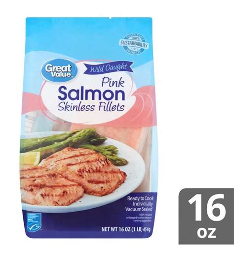 Great Value Wild Caught Pink Salmon Skinless Fillets 16 Oz