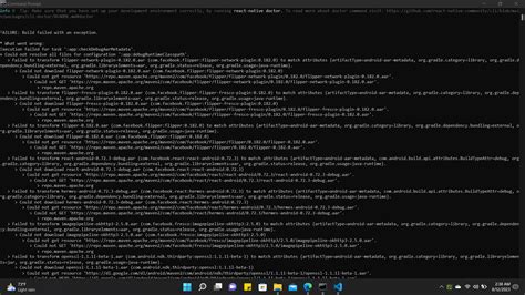 Build Failed While Trying To Run A React Native App On Android Studio