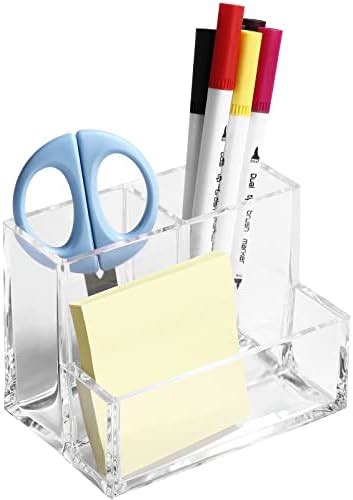 Zeyce Acrylic Pen Holder Clear Makeup Brush Holders Eyebrow Stationery Organizer