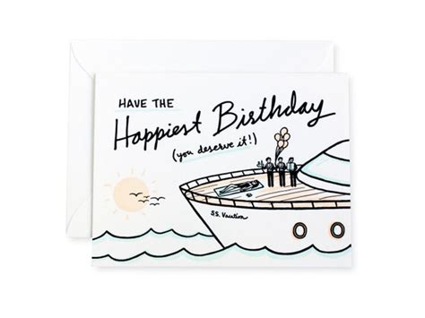 Happy Birthday Yacht Letterpress Card Etsy