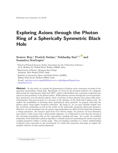 PDF Exploring Axions Through The Photon Ring Of A Spherically