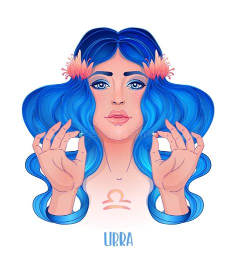 Libra Zodiac Sign As A Beautiful Girl Stock Illustration Illustration