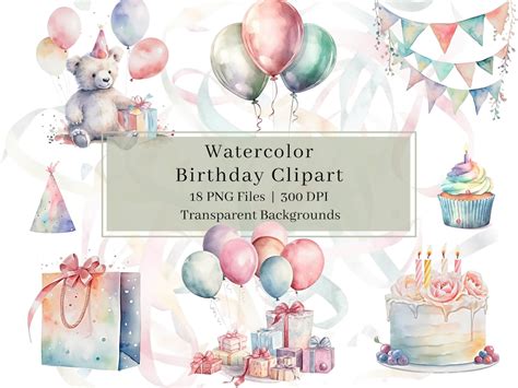 18 Watercolor Birthday Clipart Png Watercolor Birthday Party Clipart