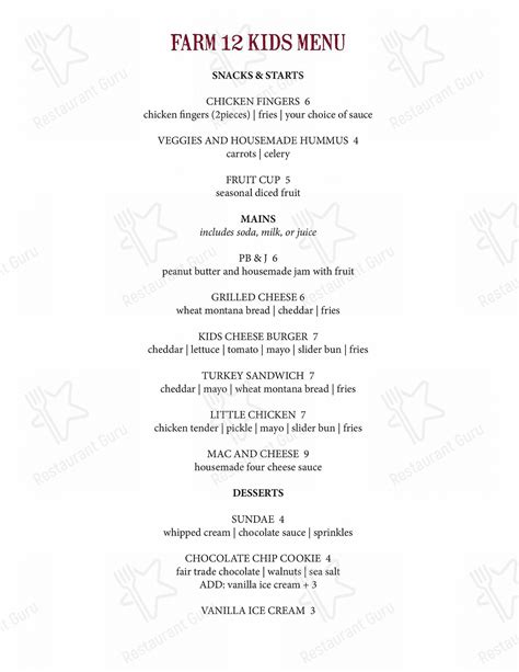 Menu At Farm 12 Restaurant And Events Puyallup