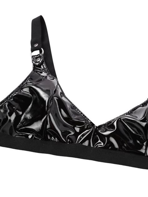 Wet Look Leather Bra Top With Mini G String Thong Beachwear Micro Bikini MB Micro Bikini