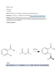 Prelab 17A Aspirin Docx Bailey Greene Section 15 7 13 2020 Title