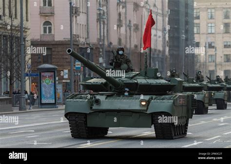 April 30 2021 Moscow Russia Russian T 80 Main Battle Tank On