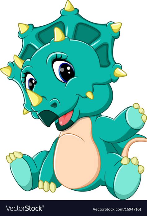 Cute Baby Triceratops Cartoon Royalty Free Vector Image