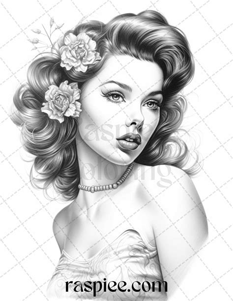 Vintage Pin Up Girl Outline