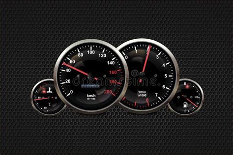 Car Dashboard Speedometer Tachometer Gauge Fuel And Engine