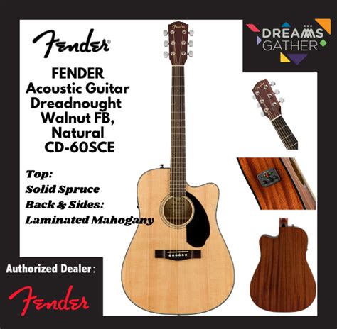 Fender Cd 60sce Dreadnought Acoustic Guitar Natural Cd60sce Cd 60sce Lazada