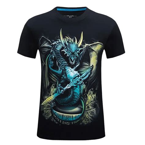 Fashion t shirt Men 2018 New Dragon 3d Short Sleeve t shirt O Neck Plus ...